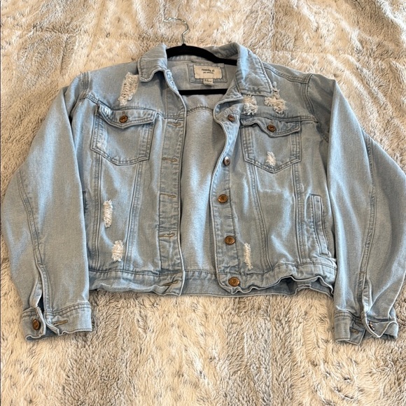 Forever 21 Jackets & Blazers - Light Blue Distressed Denim Jacket